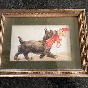 Yorkie with Pulcinella, original watercolor